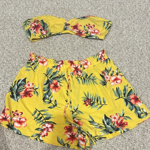 No Boundaries Other - No Boundaries Yellow Floral Two-Piece Set